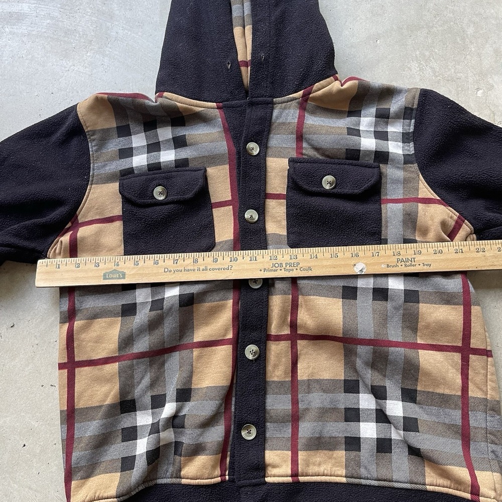 Burberry London Nova Check Hoodie Fleece Button Jacket Size Large Plaid - Picture 4 of 6
